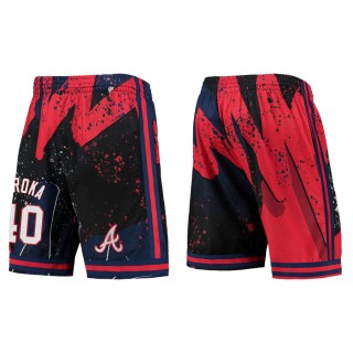 Men's Mike Soroka Atlanta Braves Mitchell & Ness Red Hyper Hoops Shorts