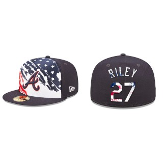 Austin Riley Atlanta Braves Navy 2022 4th of July Independence Day On-Field 59FIFTY Fitted Hat