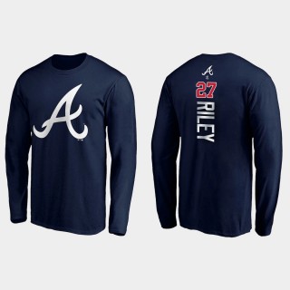 Men's Atlanta Braves Austin Riley Navy Personalized Playmaker Long Sleeve T-Shirt