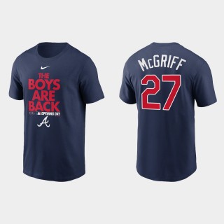 Men's Atlanta Braves Fred McGriff Navy 2021 Opening Day Phrase T-Shirt