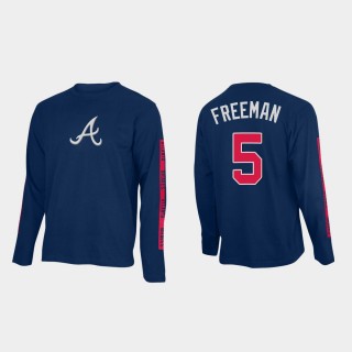 Men's Atlanta Braves Freddie Freeman Navy Team Taped Long Sleeve T-Shirt