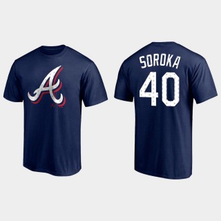 Men's Atlanta Braves Mike Soroka Navy 2021 Independence Day T-Shirt