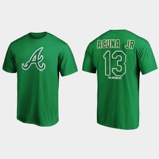Men's Atlanta Braves Ronald Acuna Jr. Green 2021 St. Patrick's Day Emerald Plaid T-Shirt