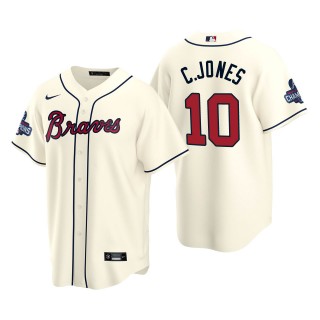 Chipper Jones Men's Atlanta Braves Nike Cream Alternate 2021 World Series Champions Replica Jersey