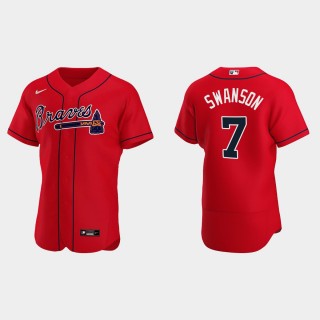 Men's Atlanta Braves Dansby Swanson 2020 Alternate Authentic Jersey - Red