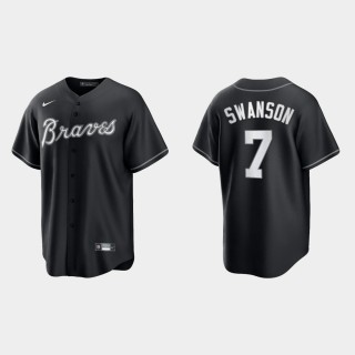 Atlanta Braves Dansby Swanson 2021 All Black Fashion Replica Jersey - Black White