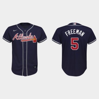 Youth #5 Freddie Freeman Atlanta Braves Navy Replica Alternate Jersey