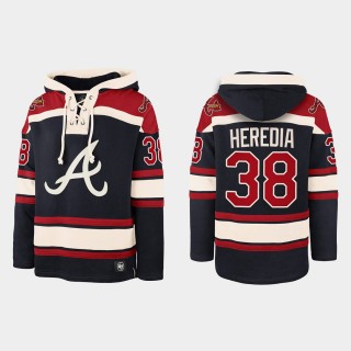 Atlanta Braves Guillermo Heredia Navy Legacy Lacer Vintage Hockey Hoodie