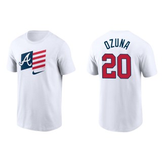 Marcell Ozuna Men's Atlanta Braves Nike White Americana Flag T-Shirt