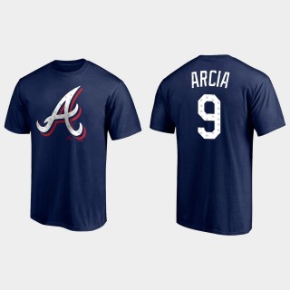 Men's Atlanta Braves Orlando Arcia Navy 2021 Independence Day T-Shirt