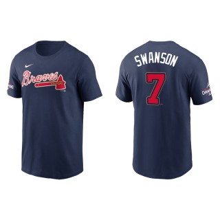 Men's Atlanta Braves Dansby Swanson Navy 2022 Gold Program T-Shirt