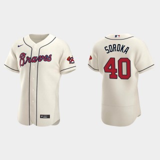 Men's Atlanta Braves Mike Soroka 2020 Alternate Authentic Jersey - Cream