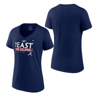 Women's Atlanta Braves Navy 2022 NL East Division Champions Locker Room V-Neck T-Shirt