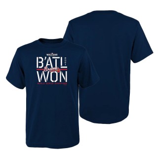 Youth Atlanta Braves Fanatics Branded Navy 2021 World Series Champions Stealing Home T-Shirt